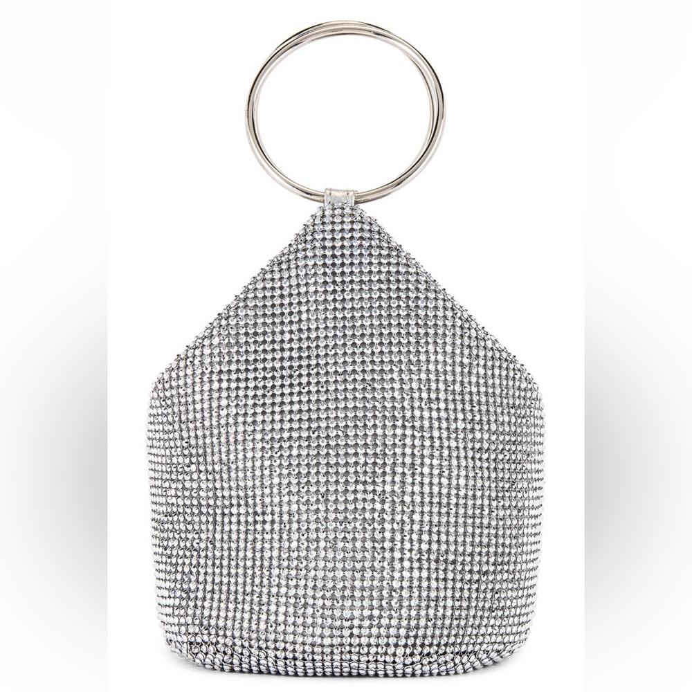 Olga Berg Ellie Crystal Mesh Ring Handle Bag